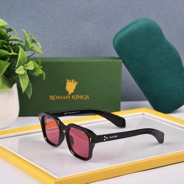Zeno Black Frame Pink Lens Sunglasses