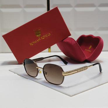 Rectangular Glossy Dark Brown Sunglasses