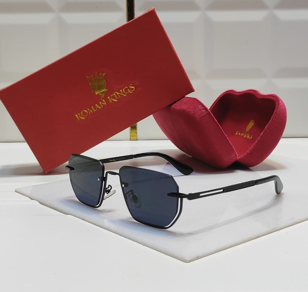 Octagonal Cut-Off Dark Grey Sunglasses