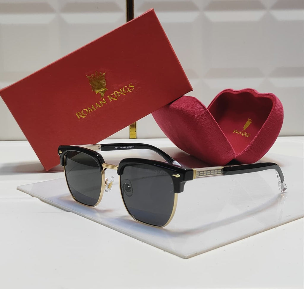 Classic Clubmaster Style Black Sunglasses