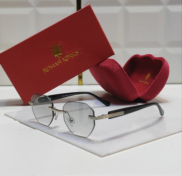 Rimless Octagonal Silver Tone Sunglasses