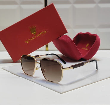 Double Bridge Pilot Brown Gradient Sunglasses