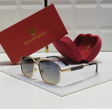 Double Bridge Pilot Yellow Gold Sunglasses
