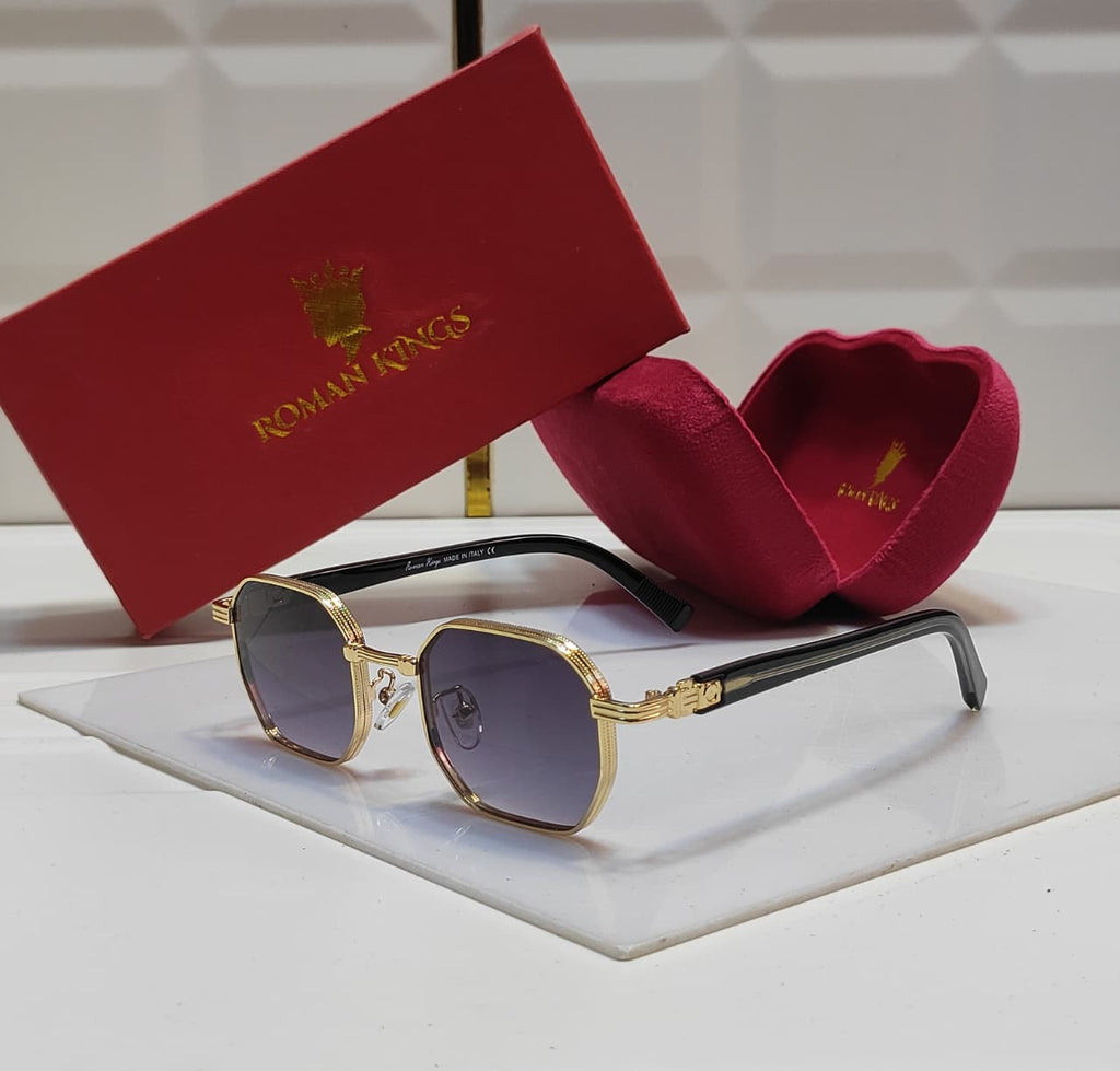 Octagonal Metallic Translucent Grey Sunglasses