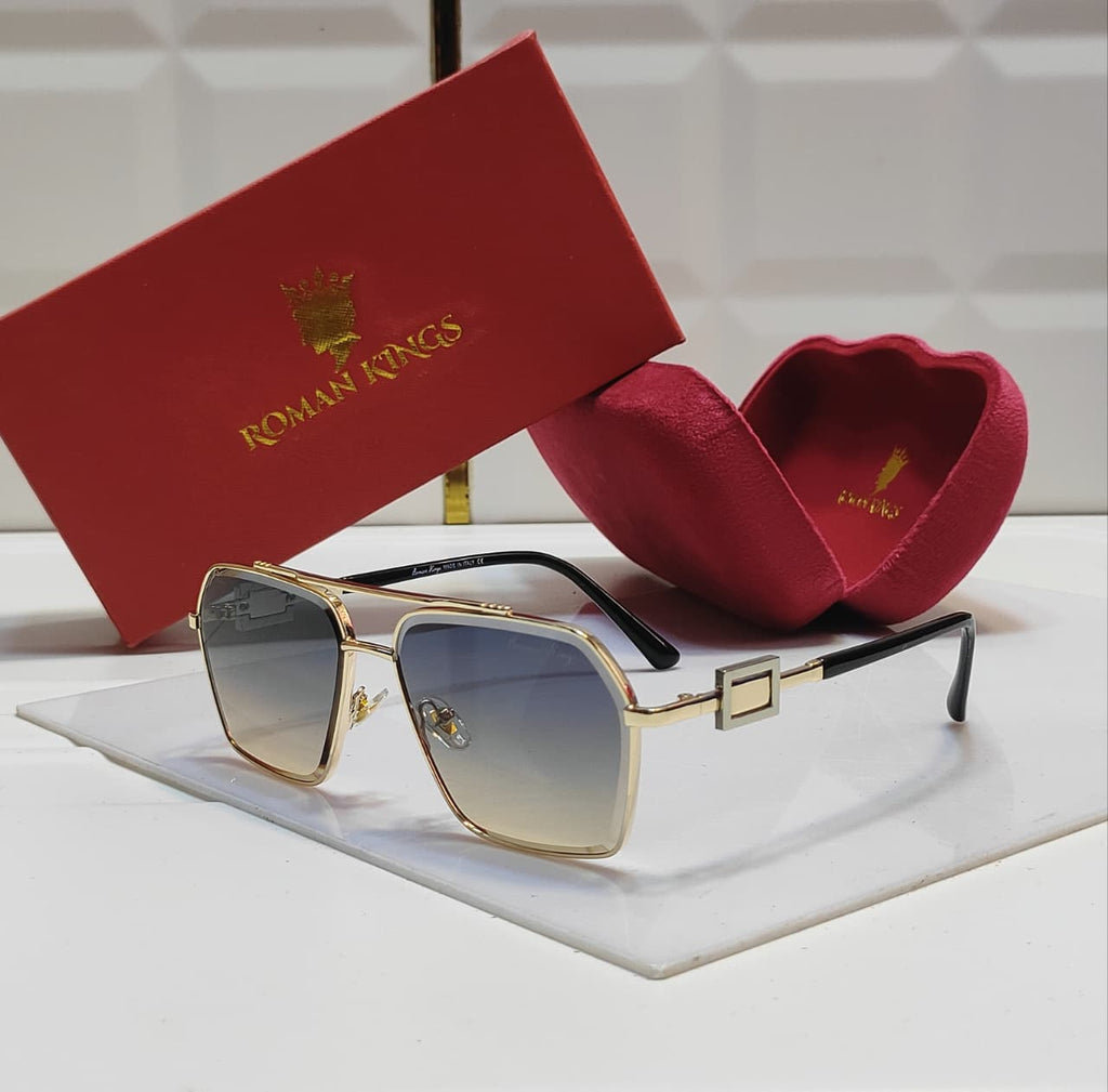 Gold metal frame with black temple tips Square Aviator