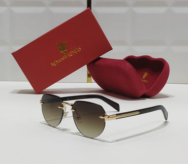 Luxury Rimless  Brown Tint Sunglasses