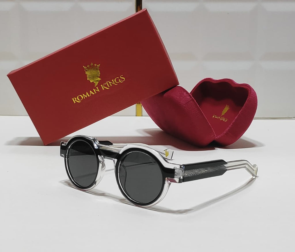 Circular Black Tint Clear Frame Sunglasses