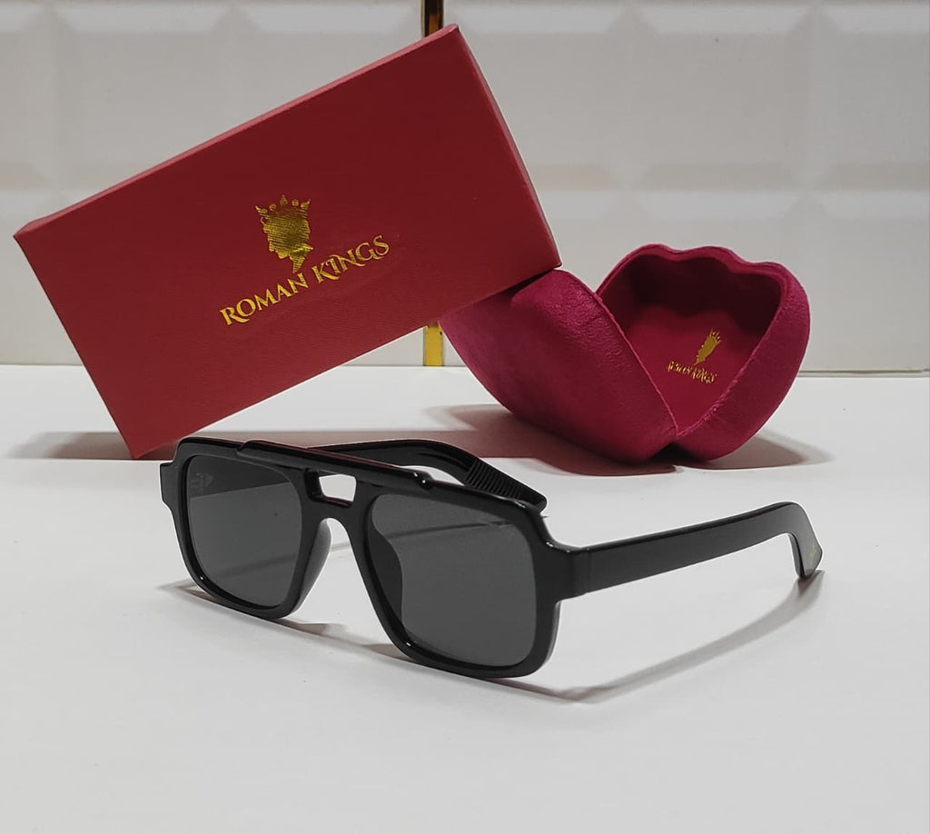 Glossy Solid Black Tinted Sunglasses