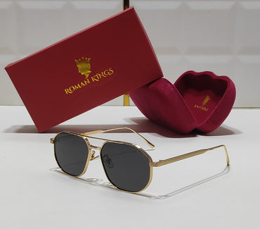 Shiny Gold  Charcoal Black Sunglasses