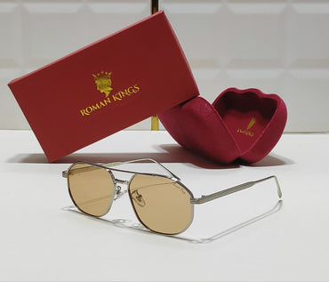 Shiny Silver Warm Honey Sunglasses